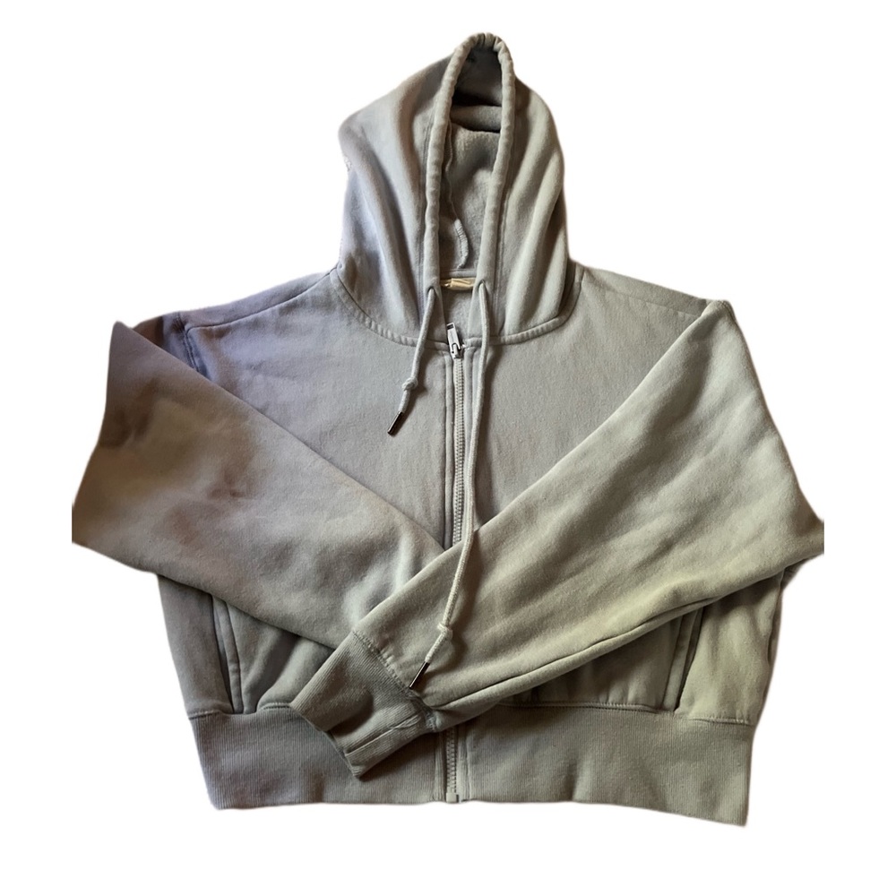 Aeros baby blue cropped zip up hoodie